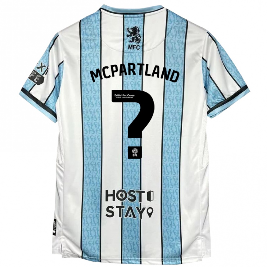 Kids Football Will Mcpartland #0 White Blue Away Jersey 2024/25 T-Shirt Za