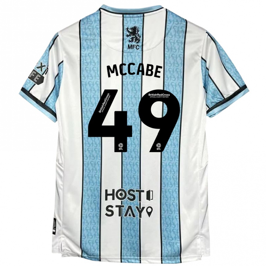 Kids Football Law Mccabe #49 White Blue Away Jersey 2024/25 T-Shirt Za