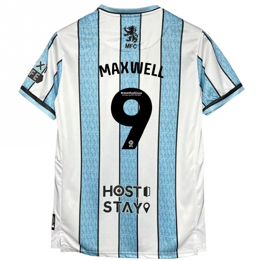 Kids Football Armani Maxwell #9 White Blue Away Jersey 2024/25 T-Shirt Za