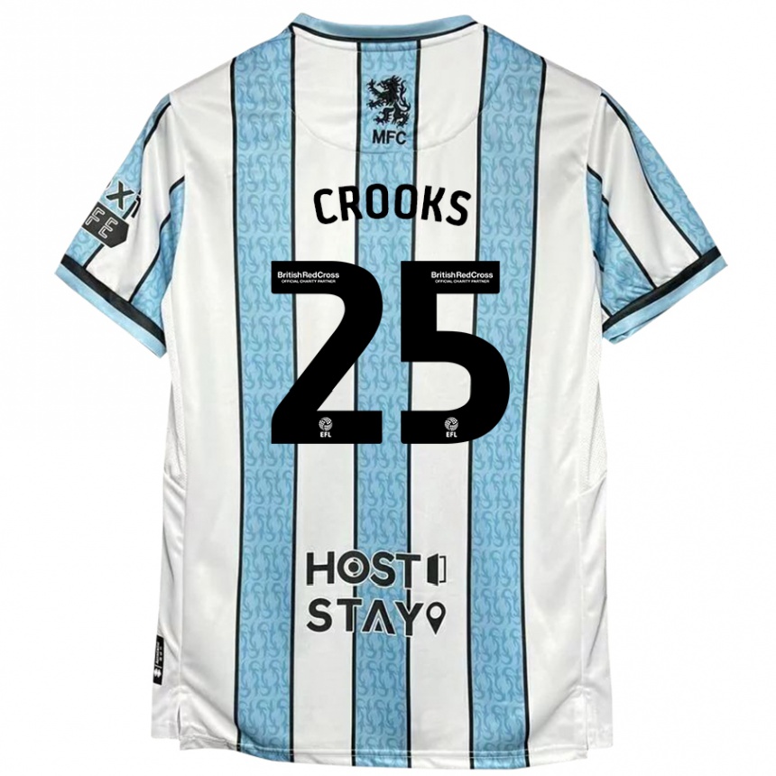 Kids Football Matt Crooks #25 White Blue Away Jersey 2024/25 T-Shirt Za