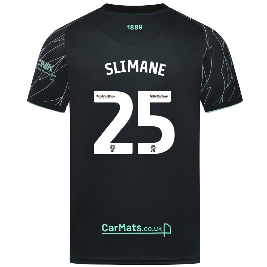 Kids Football Anis Slimane #25 Black Green Away Jersey 2024/25 T-Shirt Za