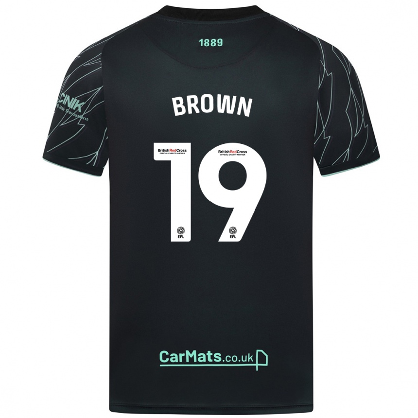 Kids Football Alanta Brown #19 Black Green Away Jersey 2024/25 T-Shirt Za