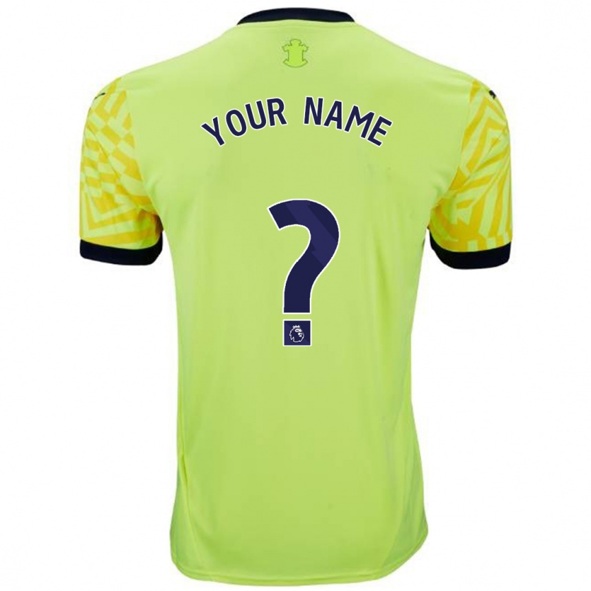 Kids Football Your Name #0 Yellow Away Jersey 2024/25 T-Shirt Za