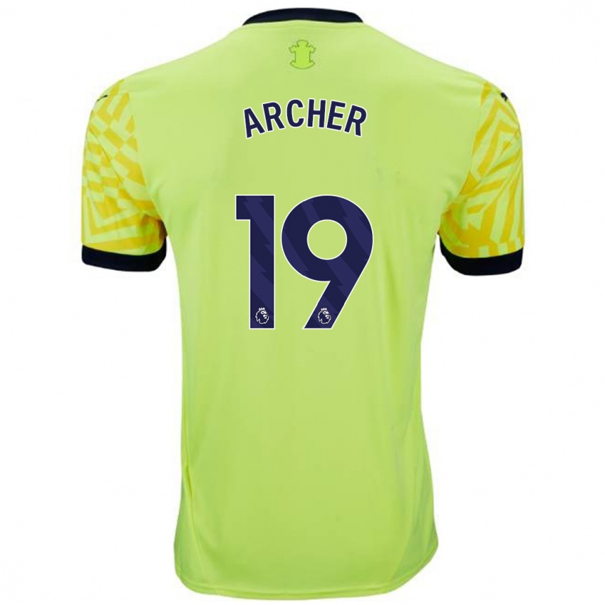 Kids Football Cameron Archer #19 Yellow Away Jersey 2024/25 T-Shirt Za