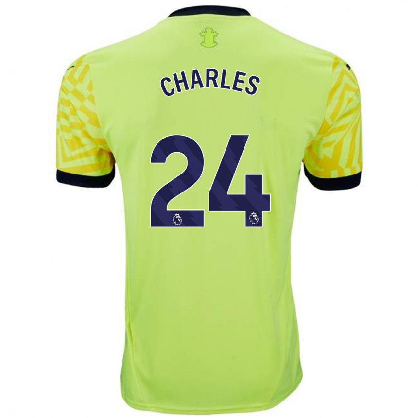 Kids Football Shea Charles #24 Yellow Away Jersey 2024/25 T-Shirt Za