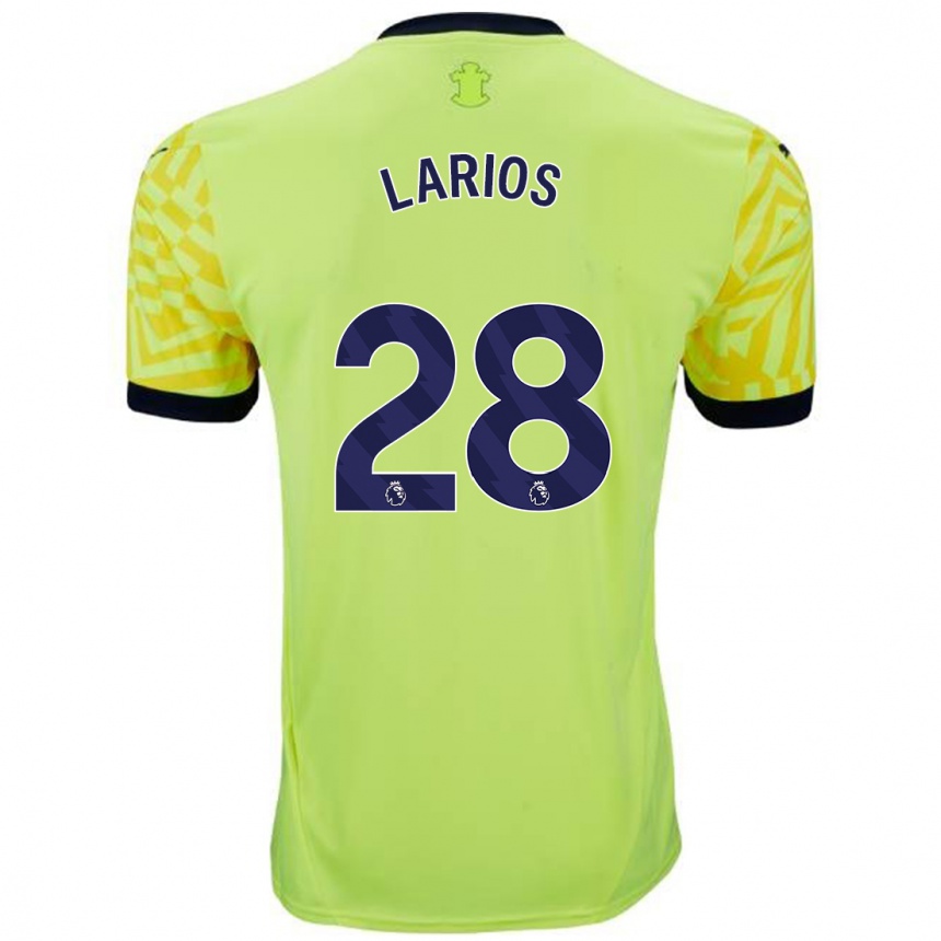 Kids Football Juan Larios #28 Yellow Away Jersey 2024/25 T-Shirt Za