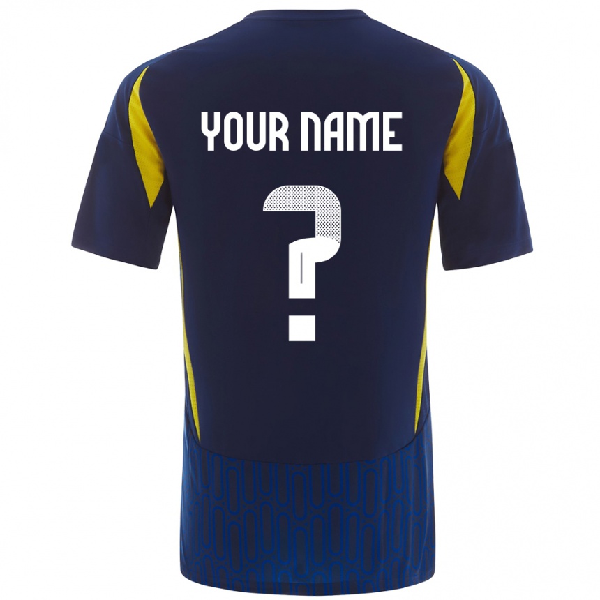 Kids Football Your Name #0 Blue Yellow Away Jersey 2024/25 T-Shirt Za