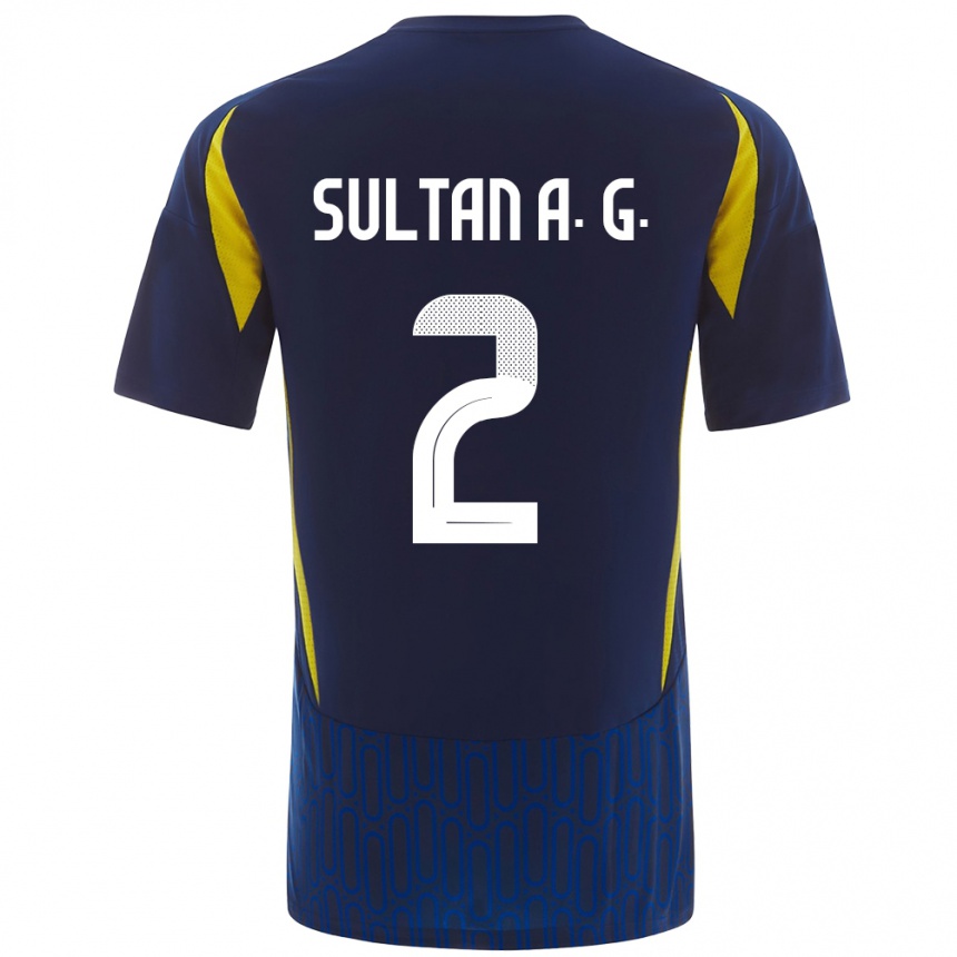 Kids Football Sultan Al-Ghannam #2 Blue Yellow Away Jersey 2024/25 T-Shirt Za