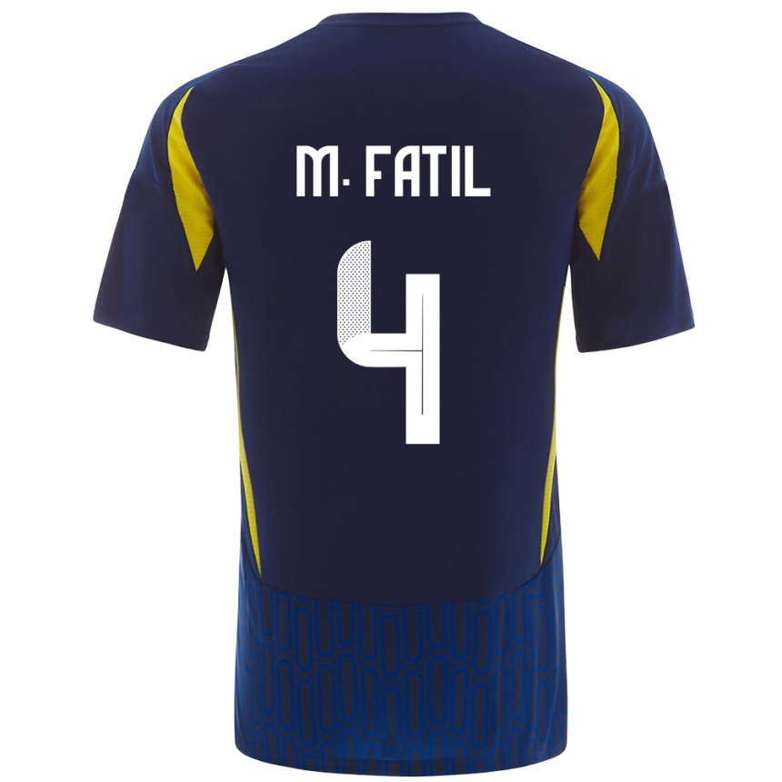 Kids Football Mohammed Al-Fatil #4 Blue Yellow Away Jersey 2024/25 T-Shirt Za