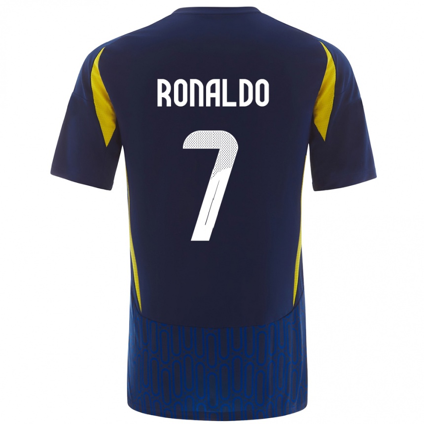 Kids Football Cristiano Ronaldo #7 Blue Yellow Away Jersey 2024/25 T-Shirt Za