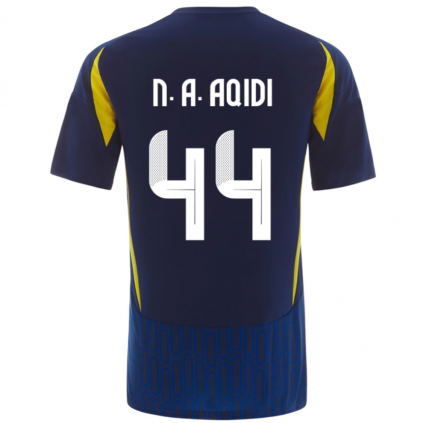 Kids Football Nawaf Al-Aqidi #44 Blue Yellow Away Jersey 2024/25 T-Shirt Za