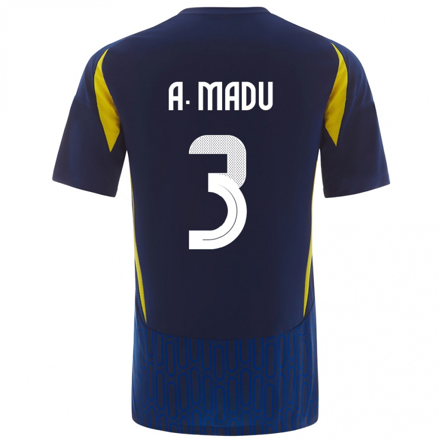 Kids Football Abdullah Madu #3 Blue Yellow Away Jersey 2024/25 T-Shirt Za