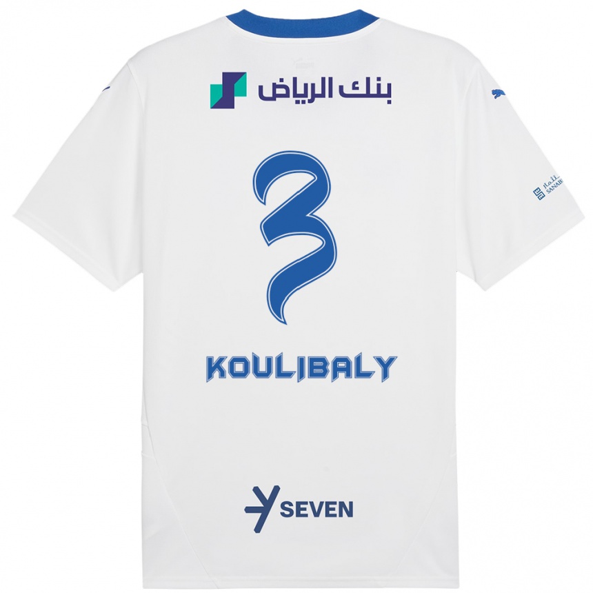 Kids Football Kalidou Koulibaly #3 White Blue Away Jersey 2024/25 T-Shirt Za