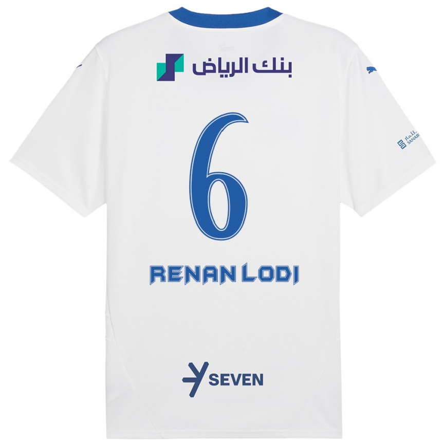 Kids Football Renan Lodi #6 White Blue Away Jersey 2024/25 T-Shirt Za