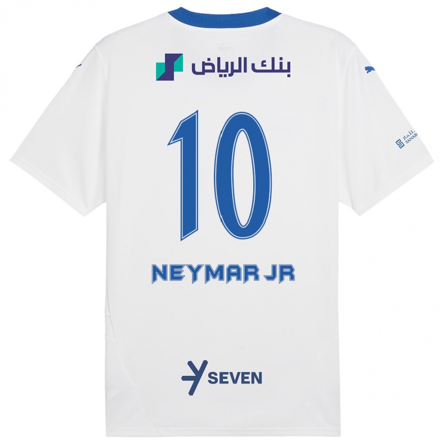 Kids Football Neymar #10 White Blue Away Jersey 2024/25 T-Shirt Za