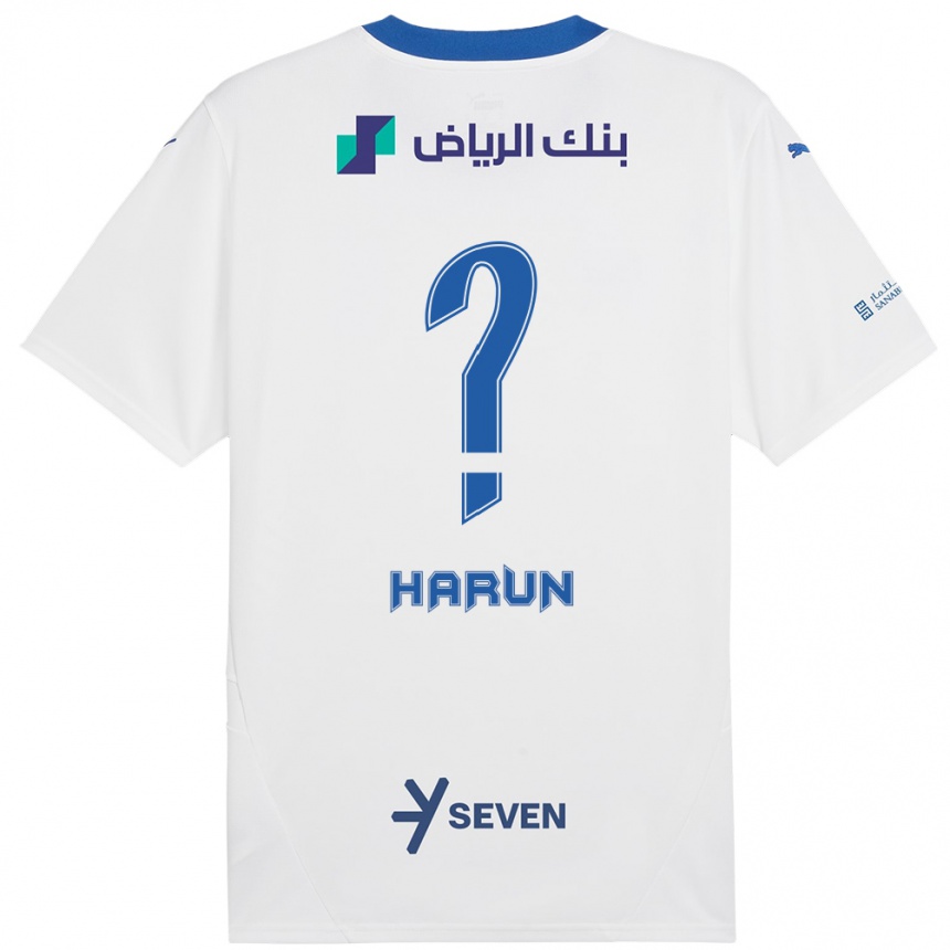 Kids Football Saud Harun #0 White Blue Away Jersey 2024/25 T-Shirt Za