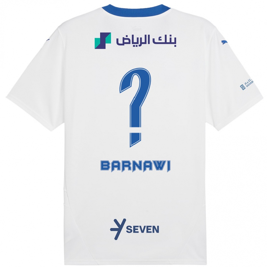 Kids Football Abdulsalam Barnawi #0 White Blue Away Jersey 2024/25 T-Shirt Za