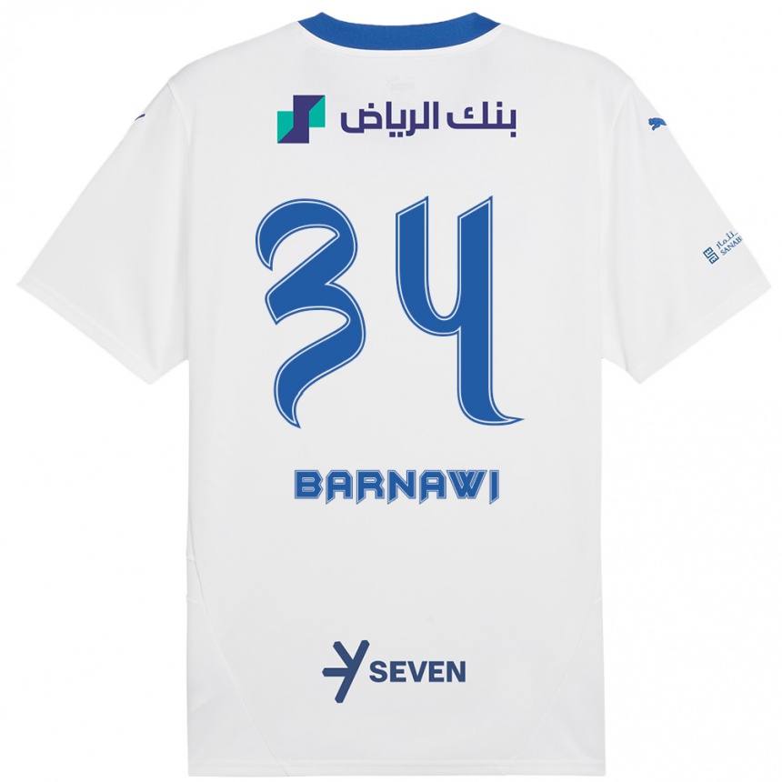 Kids Football Saleh Barnawi #34 White Blue Away Jersey 2024/25 T-Shirt Za