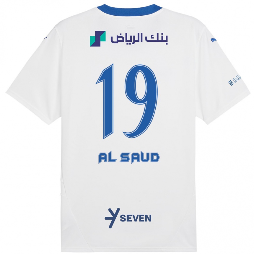 Kids Football Manal Al Saud #19 White Blue Away Jersey 2024/25 T-Shirt Za