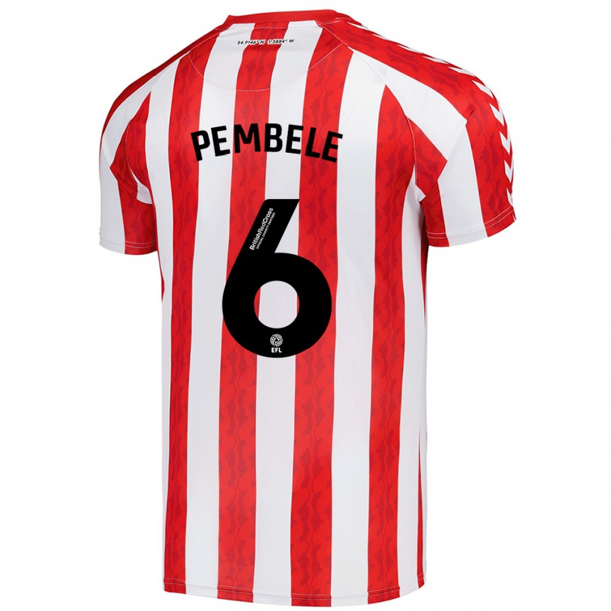 Men Football Timothée Pembélé #6 Red White Home Jersey 2024/25 T-Shirt Za