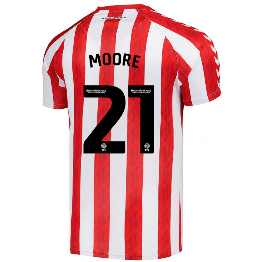 Men Football Simon Moore #21 Red White Home Jersey 2024/25 T-Shirt Za