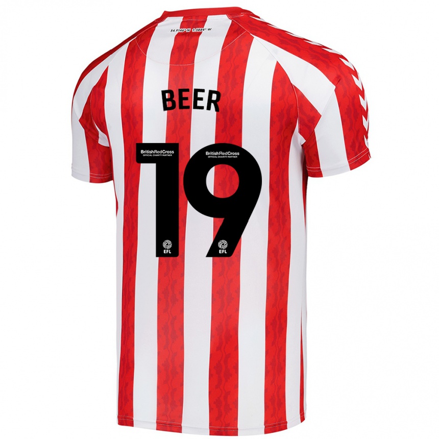 Men Football Megan Beer #19 Red White Home Jersey 2024/25 T-Shirt Za