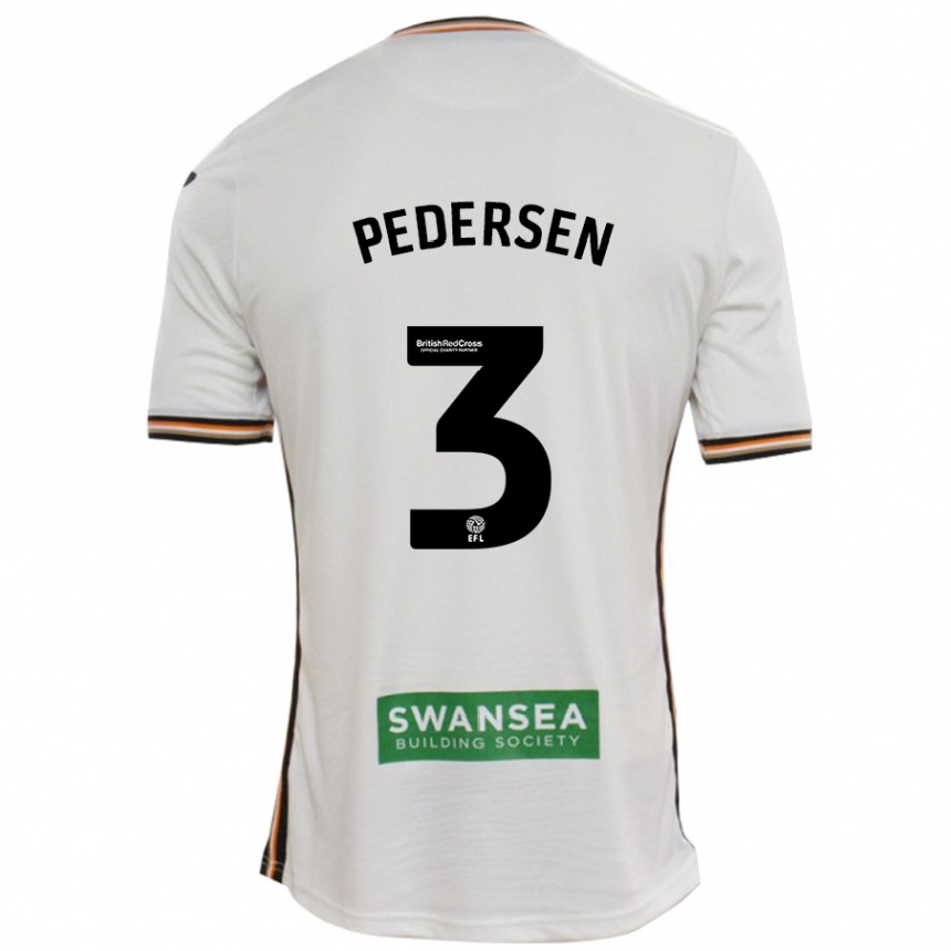 Men Football Kristian Pedersen #3 White Home Jersey 2024/25 T-Shirt Za