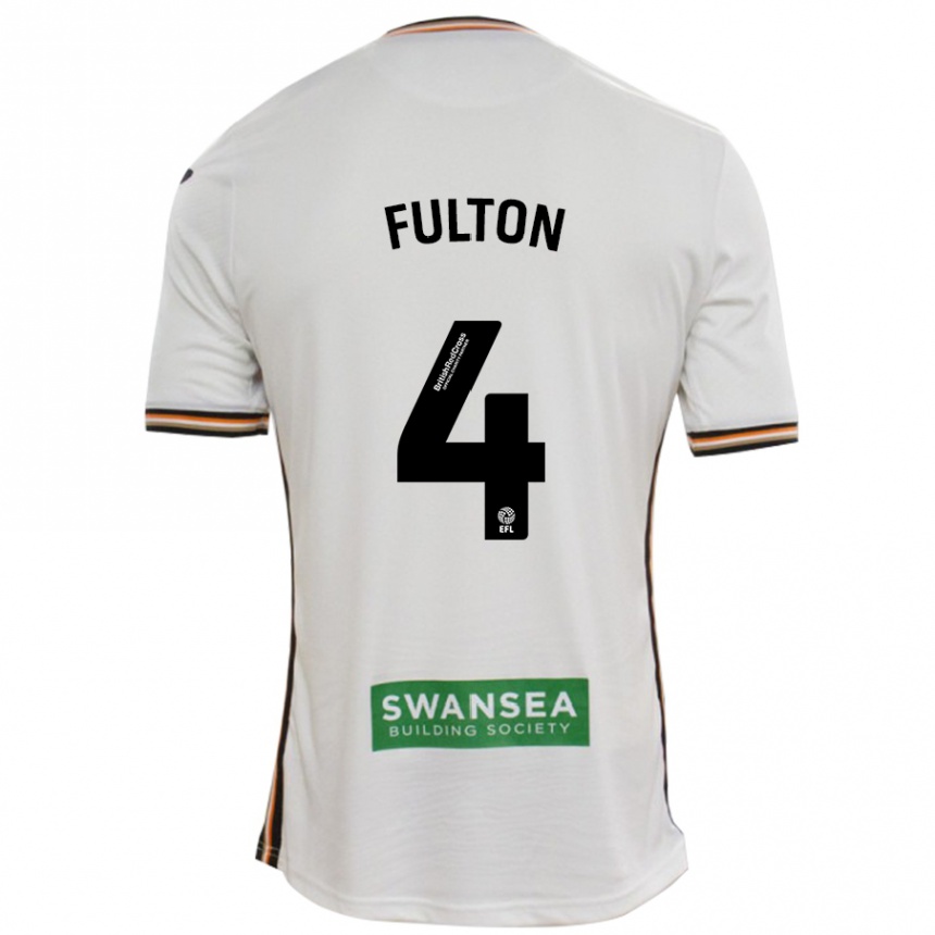 Men Football Jay Fulton #4 White Home Jersey 2024/25 T-Shirt Za