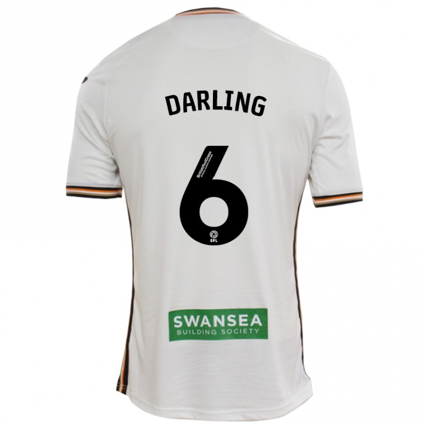 Men Football Harry Darling #6 White Home Jersey 2024/25 T-Shirt Za