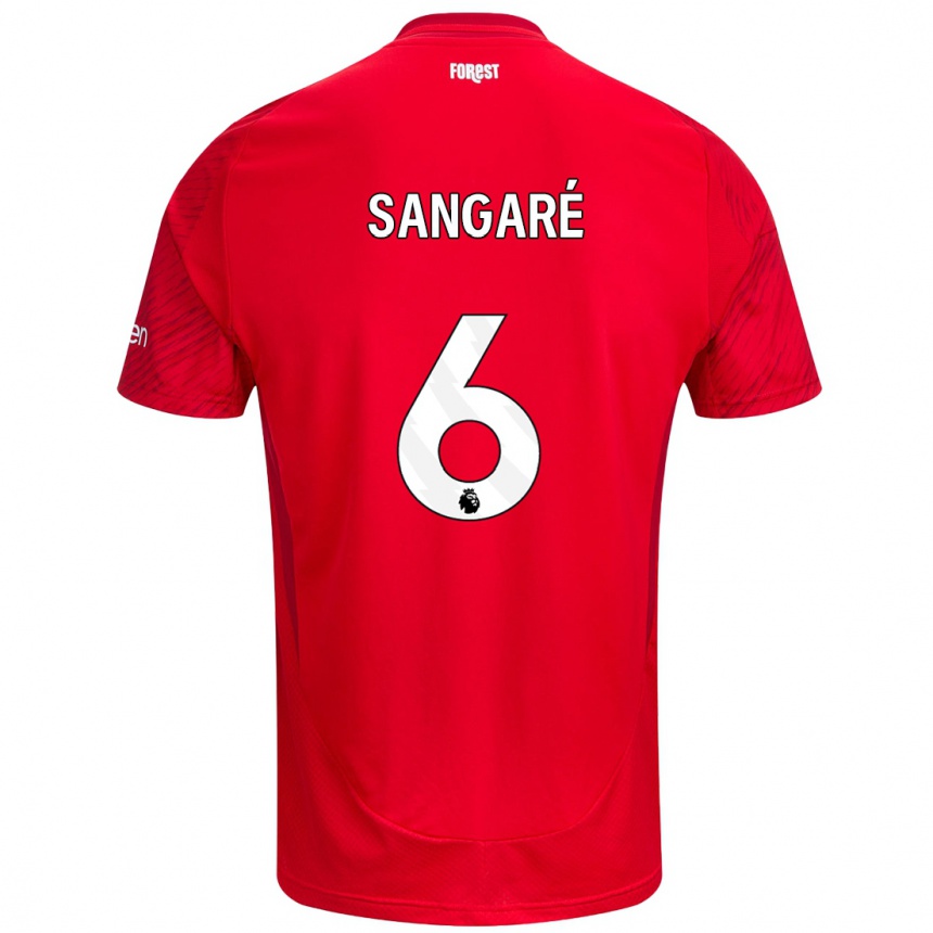 Men Football Ibrahim Sangare #6 Red White Home Jersey 2024/25 T-Shirt Za