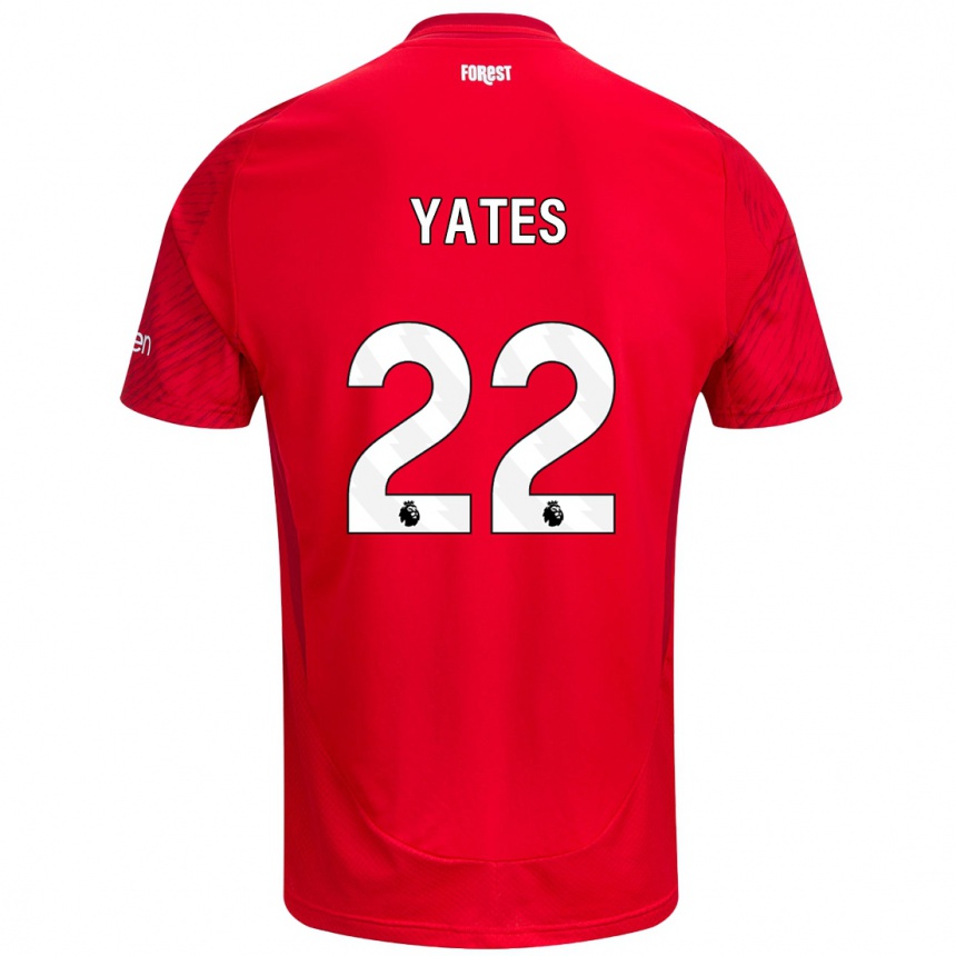 Men Football Ryan Yates #22 Red White Home Jersey 2024/25 T-Shirt Za