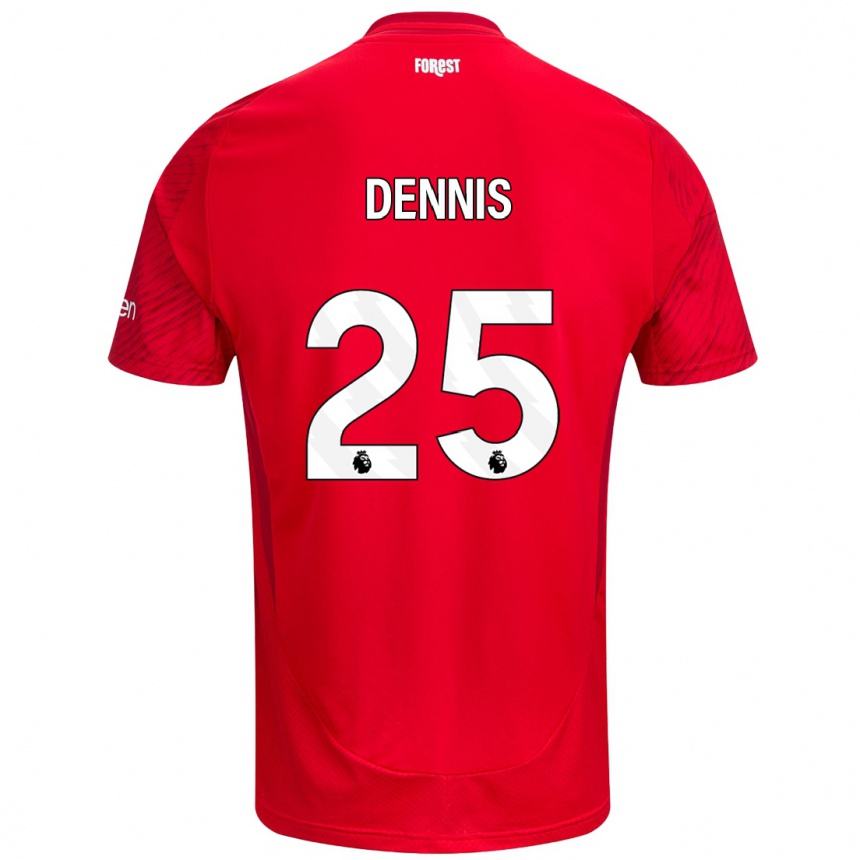 Men Football Emmanuel Dennis #25 Red White Home Jersey 2024/25 T-Shirt Za