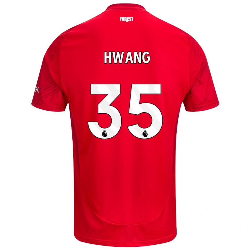 Men Football Ui-Jo Hwang #35 Red White Home Jersey 2024/25 T-Shirt Za