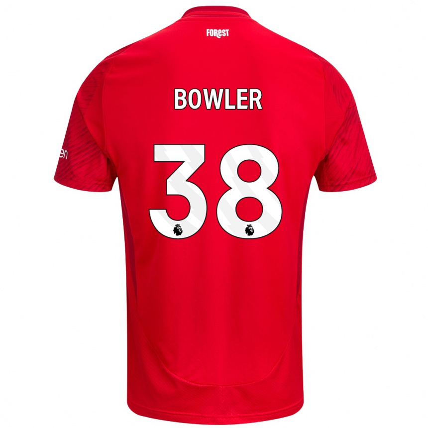 Men Football Josh Bowler #38 Red White Home Jersey 2024/25 T-Shirt Za