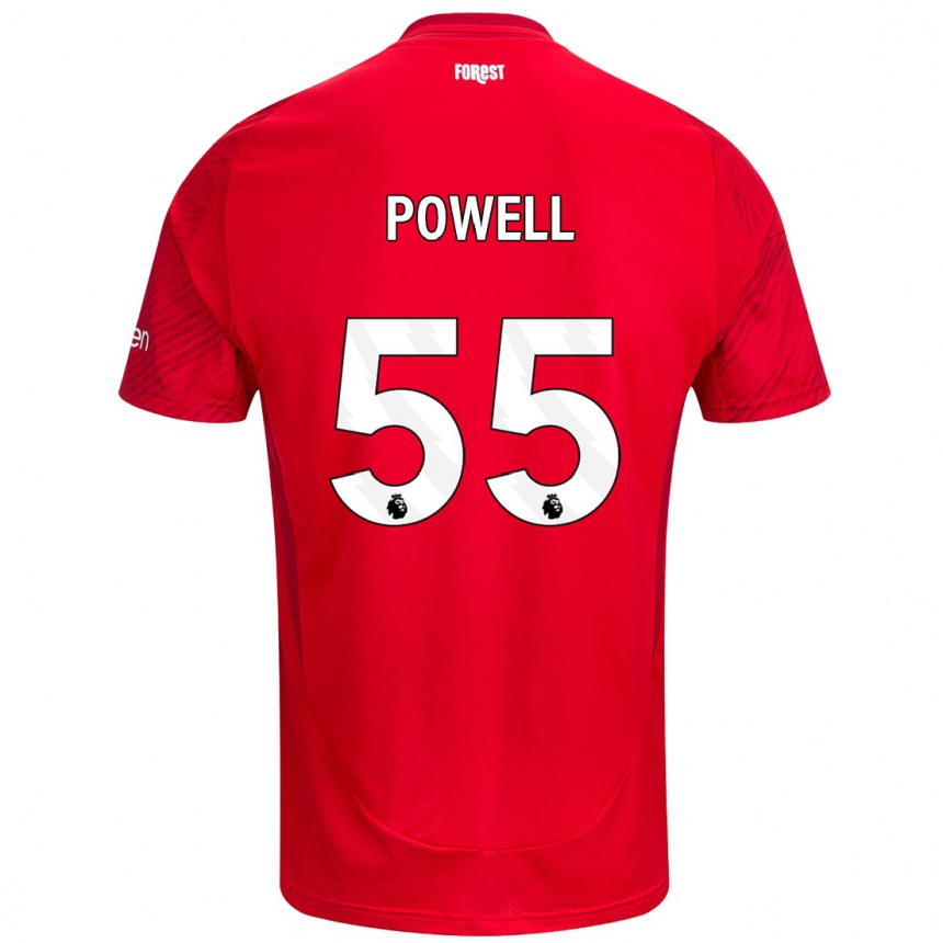 Men Football Josh Powell #55 Red White Home Jersey 2024/25 T-Shirt Za