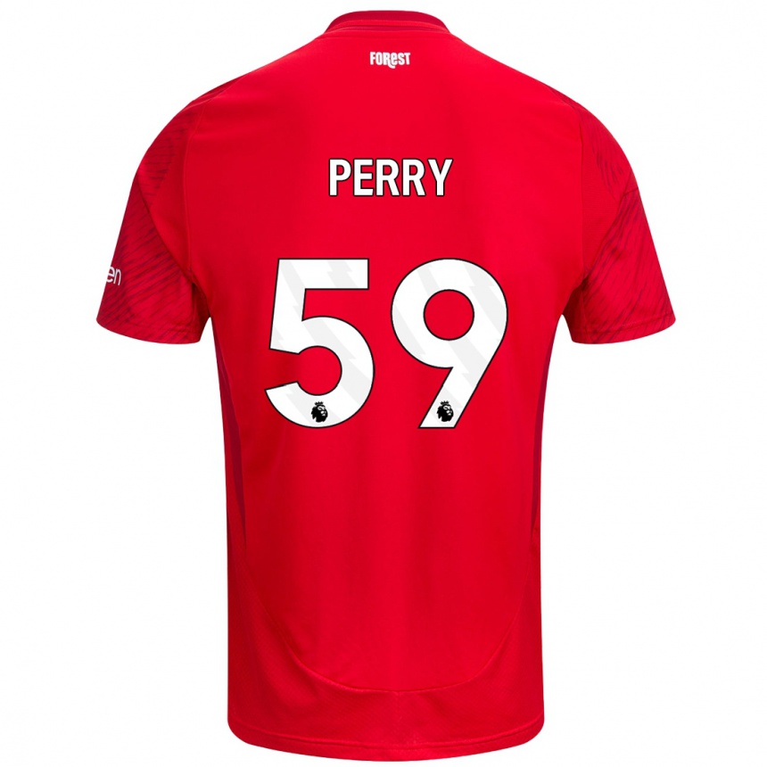 Men Football Ben Perry #59 Red White Home Jersey 2024/25 T-Shirt Za