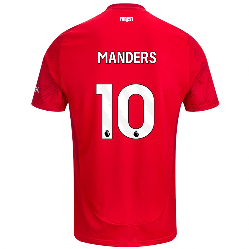 Men Football Holly Manders #10 Red White Home Jersey 2024/25 T-Shirt Za