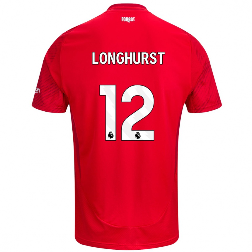 Men Football Kate Longhurst #12 Red White Home Jersey 2024/25 T-Shirt Za