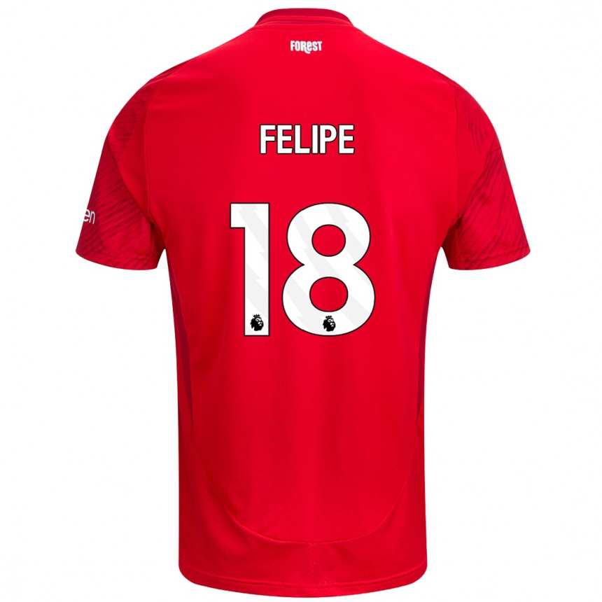 Men Football Felipe #18 Red White Home Jersey 2024/25 T-Shirt Za