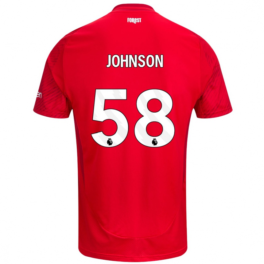 Men Football Pharrell Johnson #58 Red White Home Jersey 2024/25 T-Shirt Za