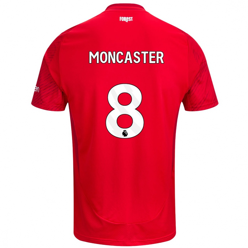 Men Football Mai Moncaster #8 Red White Home Jersey 2024/25 T-Shirt Za