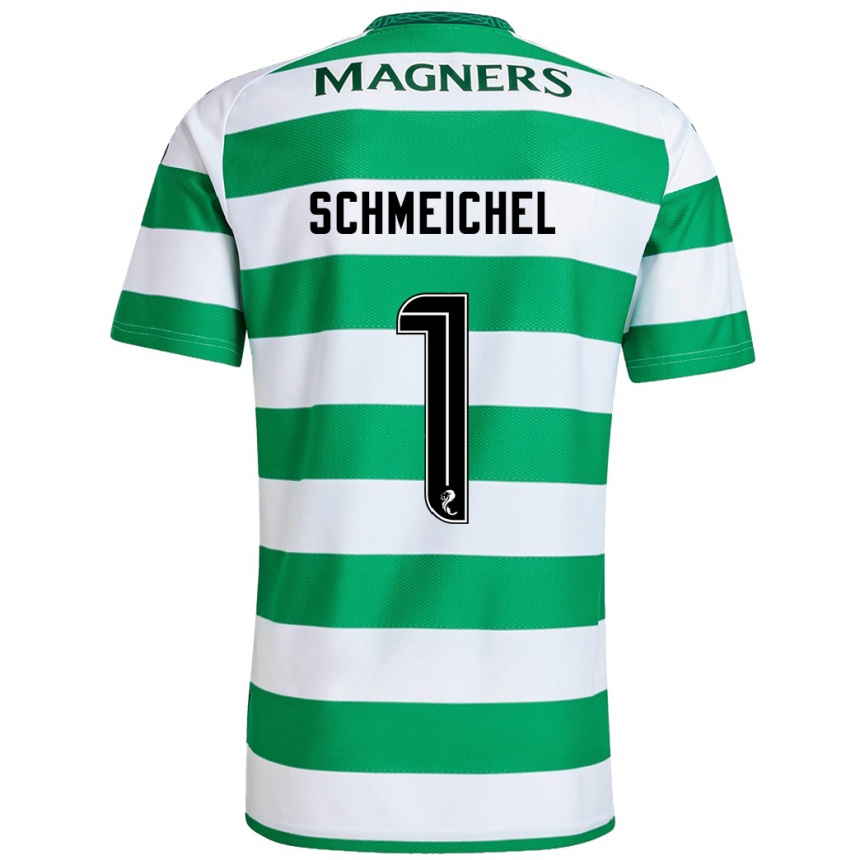 Men Football Kasper Schmeichel #1 Green White Home Jersey 2024/25 T-Shirt Za