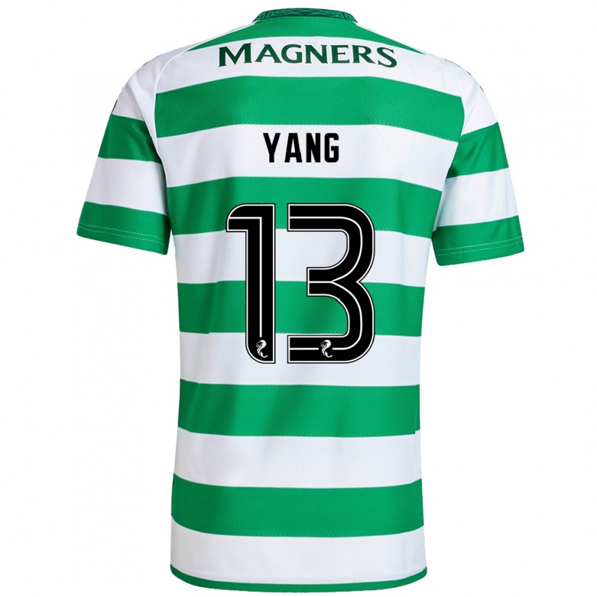 Men Football Hyun-Jun Yang #13 Green White Home Jersey 2024/25 T-Shirt Za