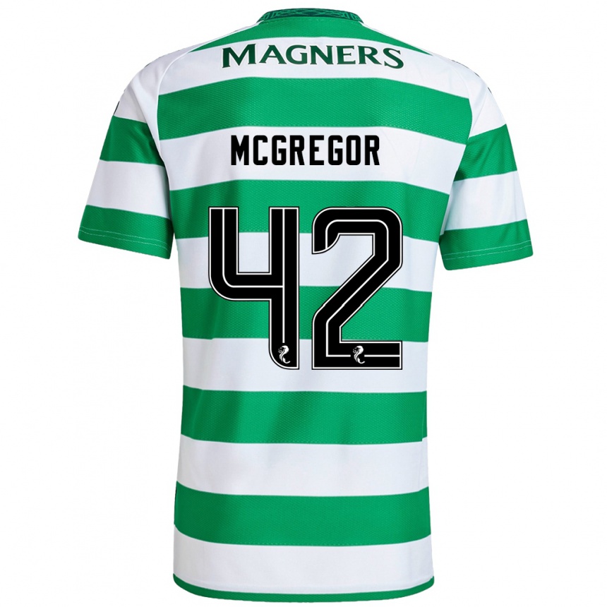 Men Football Callum Mcgregor #42 Green White Home Jersey 2024/25 T-Shirt Za