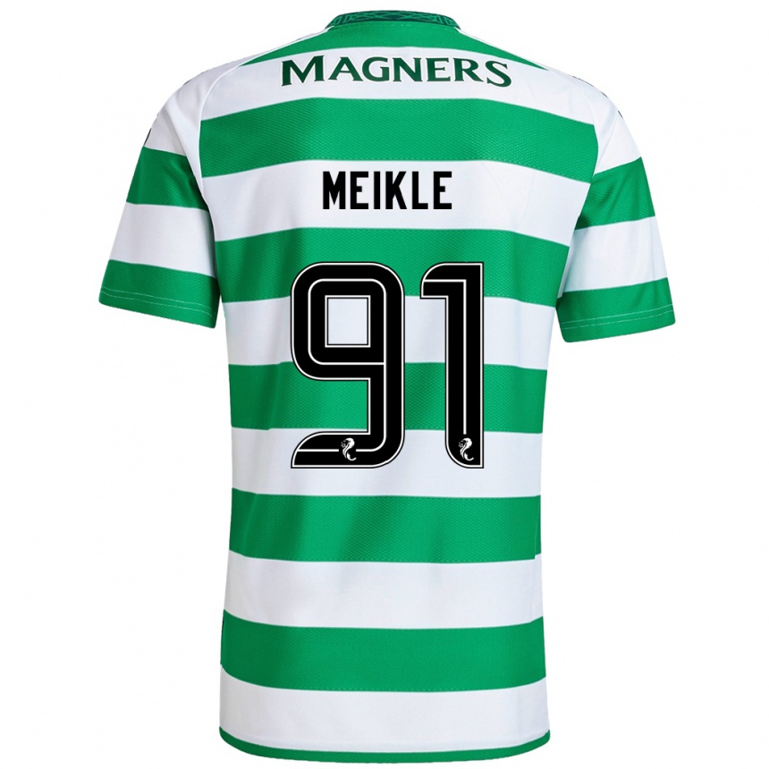 Men Football Jamie Meikle #91 Green White Home Jersey 2024/25 T-Shirt Za