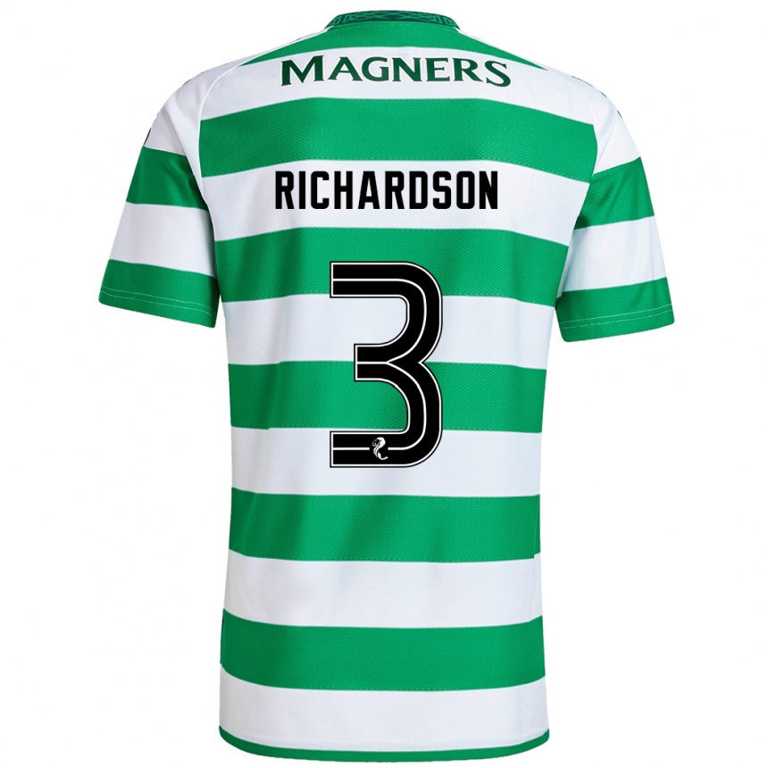 Men Football Amy Richardson #3 Green White Home Jersey 2024/25 T-Shirt Za