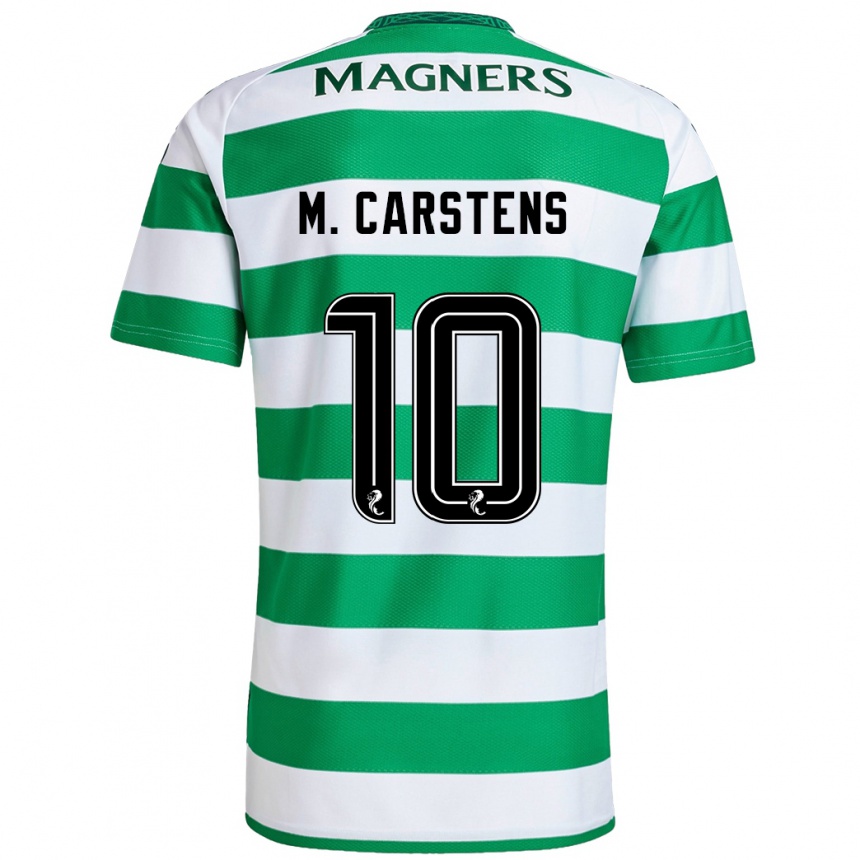 Men Football Mathilde Carstens #10 Green White Home Jersey 2024/25 T-Shirt Za