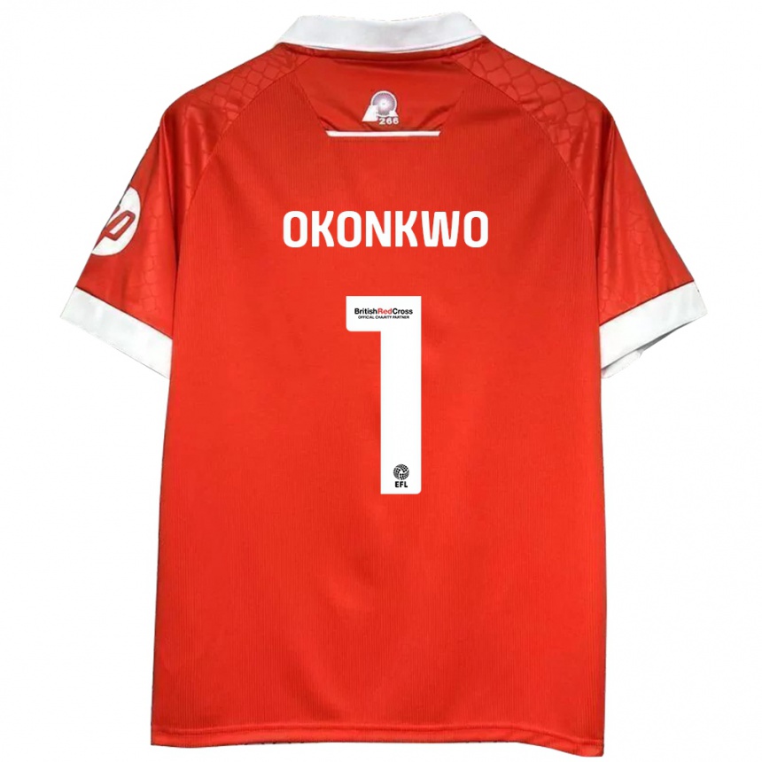 Men Football Arthur Okonkwo #1 Red White Home Jersey 2024/25 T-Shirt Za