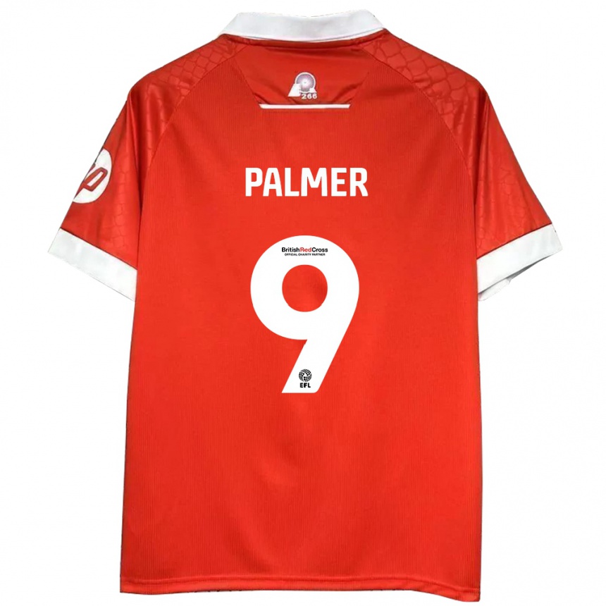 Men Football Ollie Palmer #9 Red White Home Jersey 2024/25 T-Shirt Za