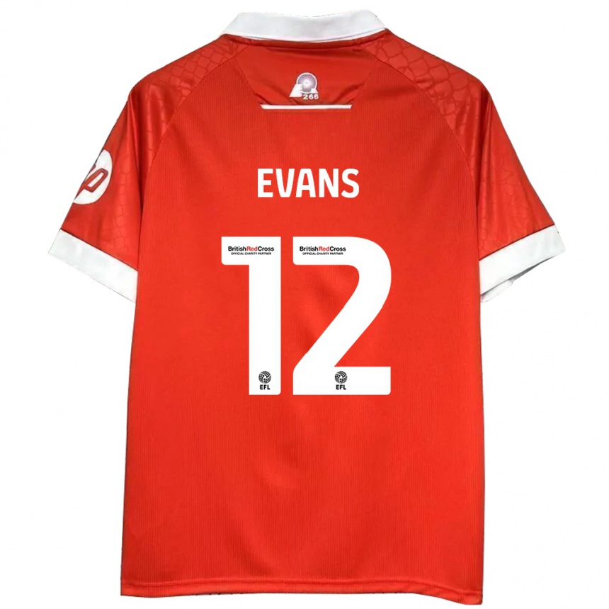 Men Football George Evans #12 Red White Home Jersey 2024/25 T-Shirt Za